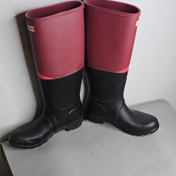 Hunter Asymmetric Colorblock Welly Boot Sz 6F - Picture 5 of 7